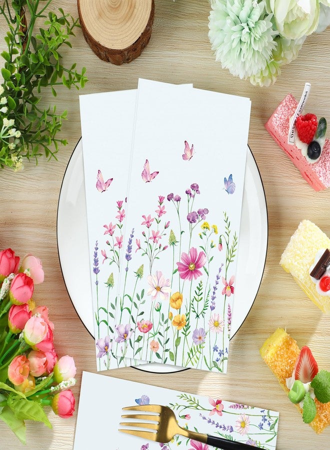 Maniaacer 100 PCS Spring Floral Guests Napkins Disposable Wildflower Dinner Napkins 3-Ply Spring Flower Butterfly Hand Paper Napkin for Wedding Bridal Birthday Tea Party Supplies - Image 4